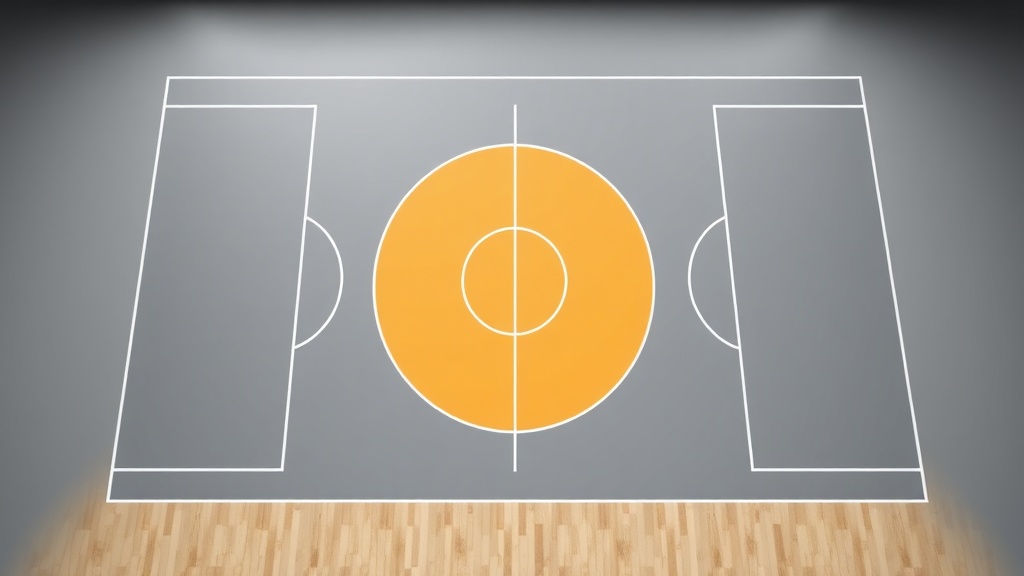 어택 라인과 리베로 활동 구역이 표시된 배구 코트 평면도